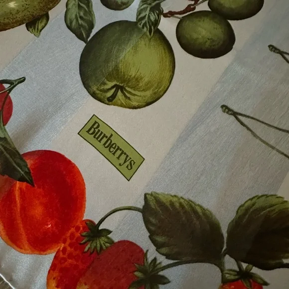 Burberry Green and Red Fruit Print Scarf - Picture 3 of 6